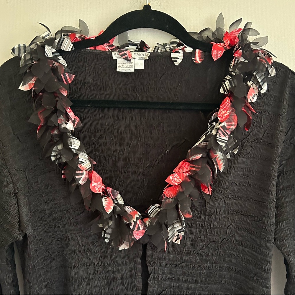 Y2K ALBERTO MAKALI Bell Sleeve Crinkle Split Hem Top Whimsigoth Witchy Goth Sz L - Picture 8 of 14